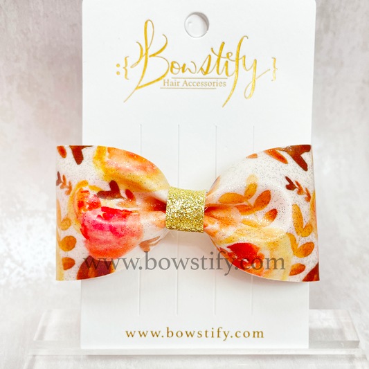 Faux leather Spring Flower Classic Hair Bow Bobble