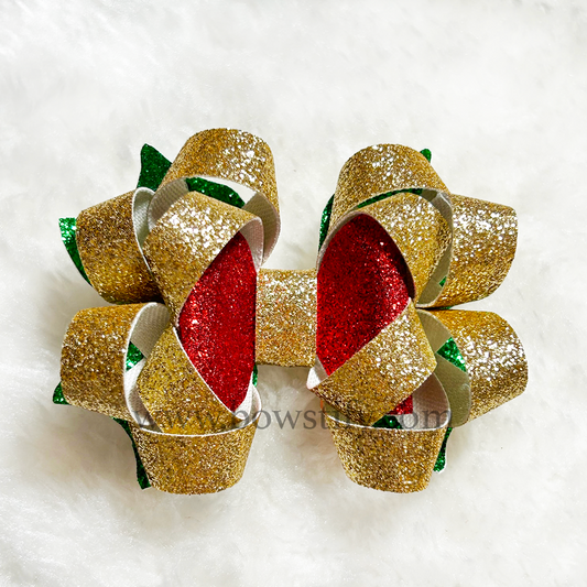Faux Leather Glitter Christmas Gift Hair Bow Hair Clip