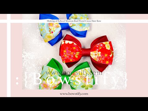 School Emerald Green Floral Cross Hair Bow