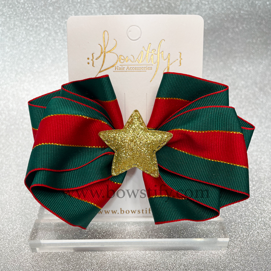 Christmas Gold Star Mylena Hair Bow