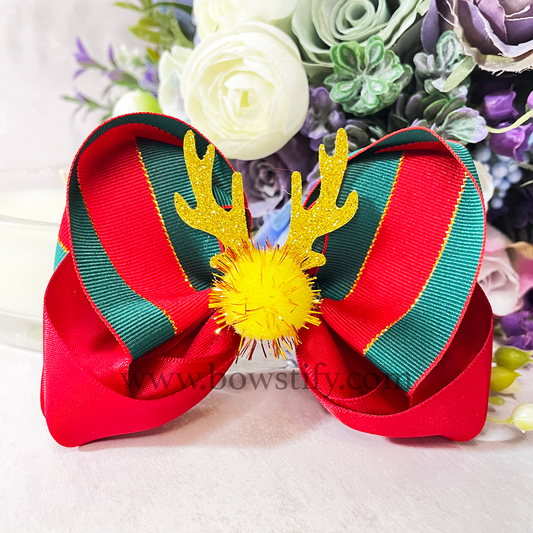 Christmas Reindeer Double Flip Hair Bow