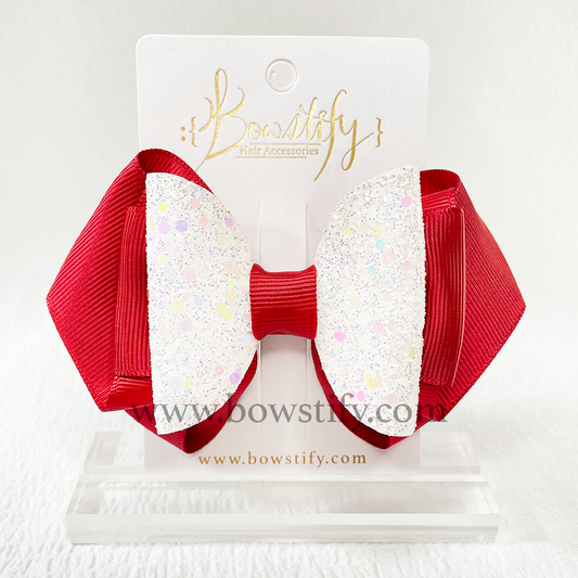 School Maroon Red 2 Layers Dolly Hair Bow