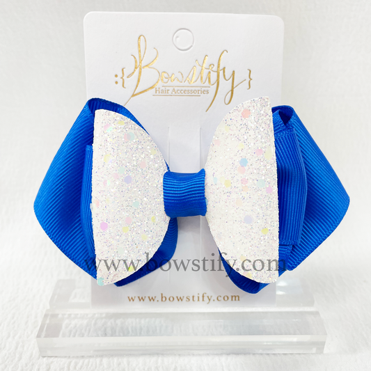 School Bright Blue 2 Layers Dolly Hair Bow