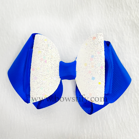 School Bright Blue 2 Layers Dolly Hair Bow