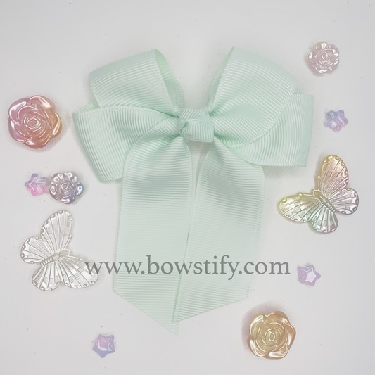 Ice Mint Green Tails Down Hair Bow