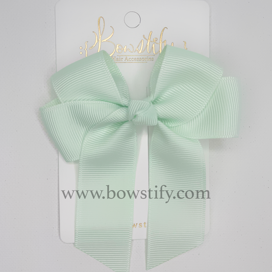 Ice Mint Green Tails Down Hair Bow