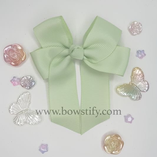 Pastel Green Tails Down Hair Bow