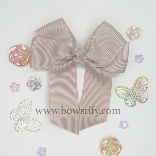 Taupe Brown Tails Down Hair Bow