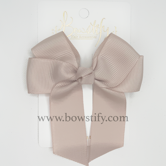 Taupe Brown Tails Down Hair Bow