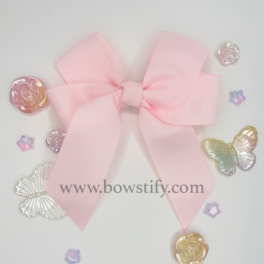 Rose Petal Pink Tails Down Hair Bow