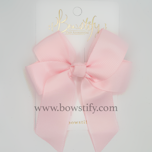 Rose Petal Pink Tails Down Hair Bow