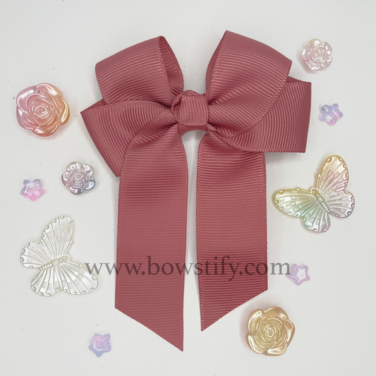 Rust Red Tails Down Hair Bow