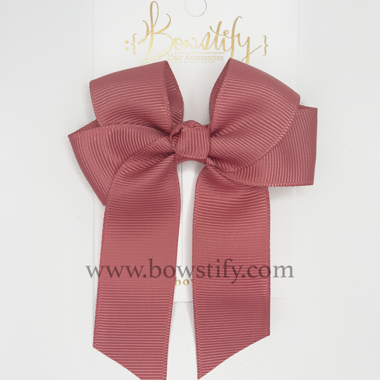 Rust Red Tails Down Hair Bow