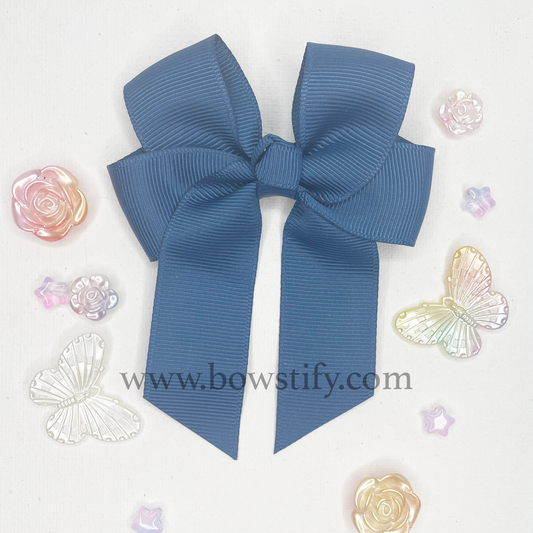 Navy Blue Tails Down Hair Bow