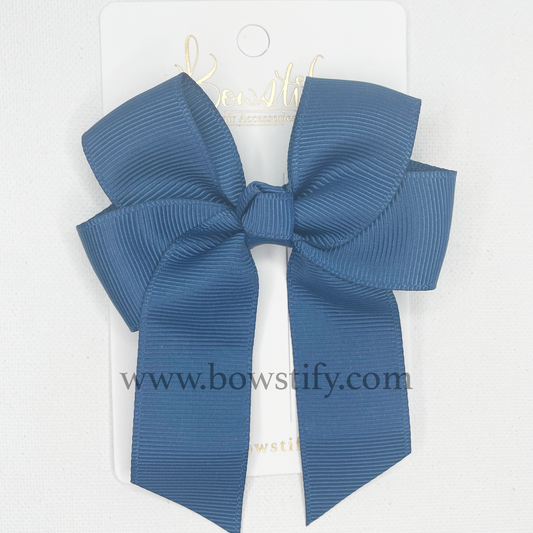 Navy Blue Tails Down Hair Bow