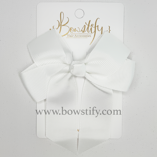 White Tails Down Hair Bow