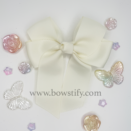 Antique White Tails Down Hair Bow