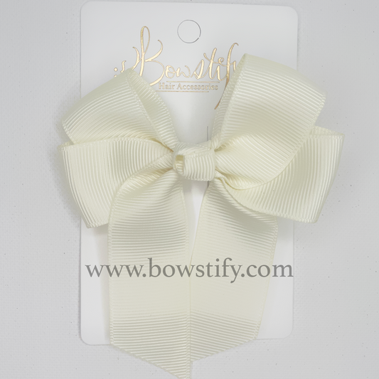 Antique White Tails Down Hair Bow