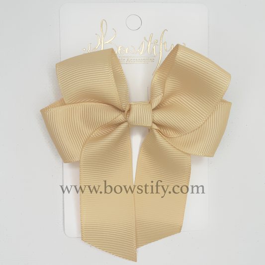 Cream White Tails Down Hair Bow