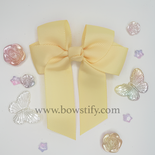 Butter Cream Yellow Tails Down Hair Bow