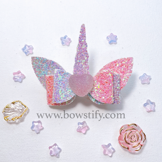 Multicoloured Unicorn Glitter Hair Bow