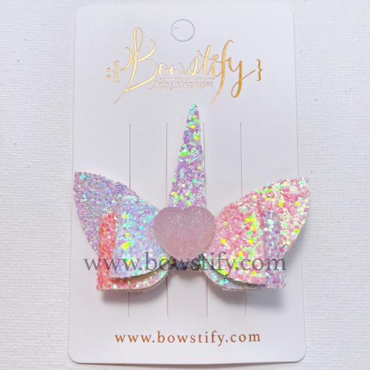 Multicoloured Unicorn Glitter Hair Bow